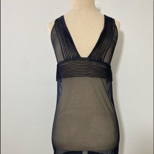 La Perla SZ S Black See Through Mesh Deep V Babydoll Slip Sexy Stretch